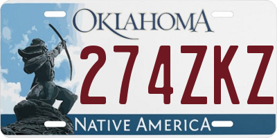 OK license plate 274ZKZ