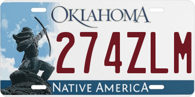 OK license plate 274ZLM