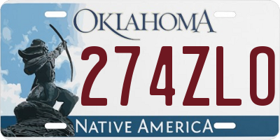 OK license plate 274ZLO
