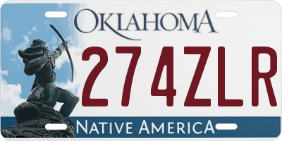 OK license plate 274ZLR