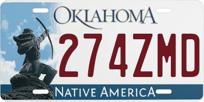 OK license plate 274ZMD