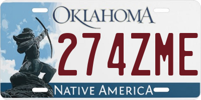 OK license plate 274ZME