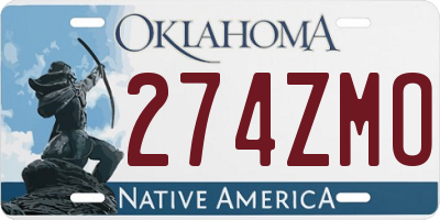 OK license plate 274ZMO