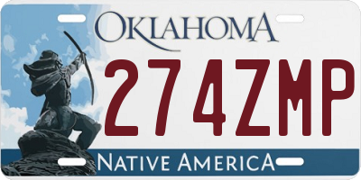 OK license plate 274ZMP