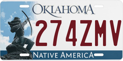 OK license plate 274ZMV