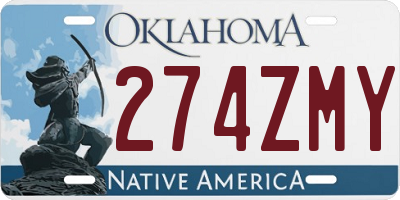 OK license plate 274ZMY