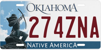 OK license plate 274ZNA