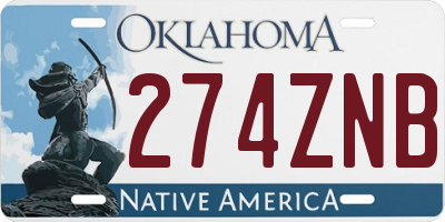 OK license plate 274ZNB