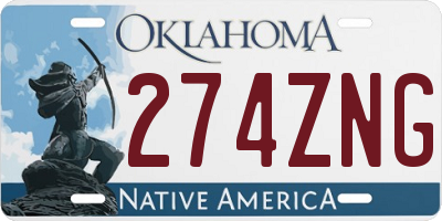 OK license plate 274ZNG