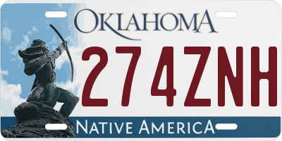 OK license plate 274ZNH