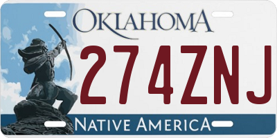 OK license plate 274ZNJ