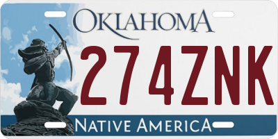 OK license plate 274ZNK