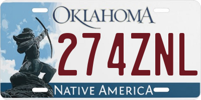 OK license plate 274ZNL