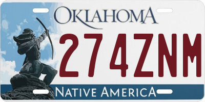 OK license plate 274ZNM