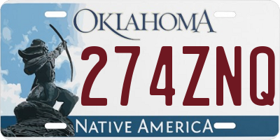 OK license plate 274ZNQ