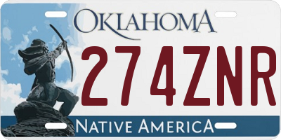 OK license plate 274ZNR