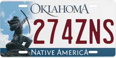 OK license plate 274ZNS