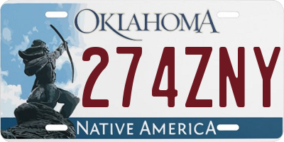 OK license plate 274ZNY