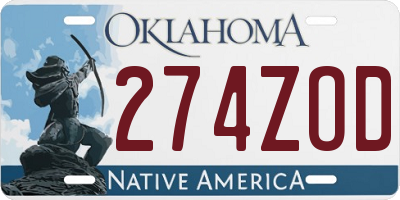 OK license plate 274ZOD