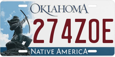 OK license plate 274ZOE