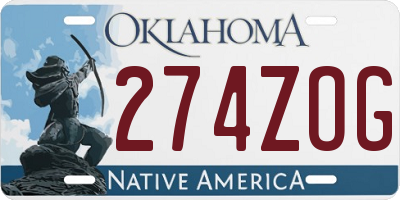 OK license plate 274ZOG