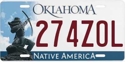 OK license plate 274ZOL