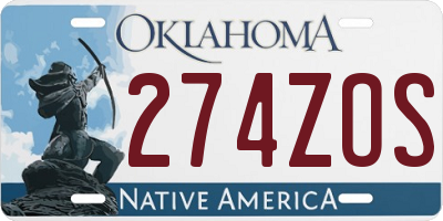 OK license plate 274ZOS