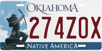 OK license plate 274ZOX