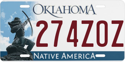 OK license plate 274ZOZ