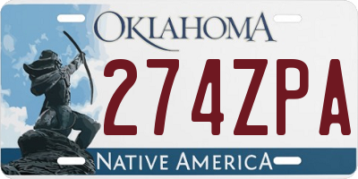 OK license plate 274ZPA