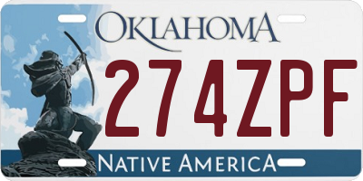 OK license plate 274ZPF