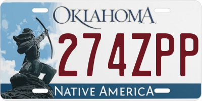 OK license plate 274ZPP