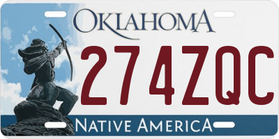 OK license plate 274ZQC