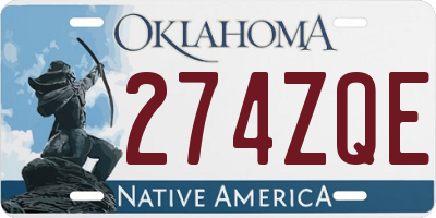 OK license plate 274ZQE