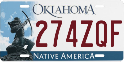 OK license plate 274ZQF