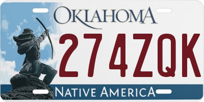 OK license plate 274ZQK