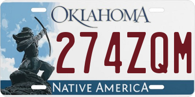 OK license plate 274ZQM