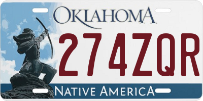 OK license plate 274ZQR