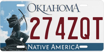 OK license plate 274ZQT