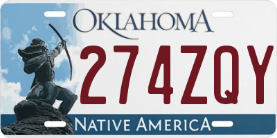 OK license plate 274ZQY