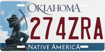 OK license plate 274ZRA