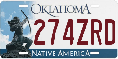 OK license plate 274ZRD