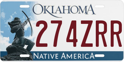 OK license plate 274ZRR