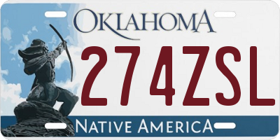 OK license plate 274ZSL