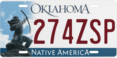 OK license plate 274ZSP