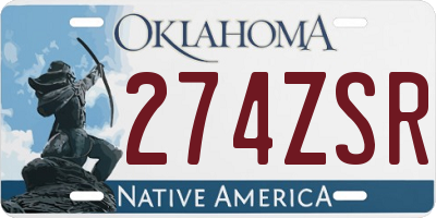 OK license plate 274ZSR