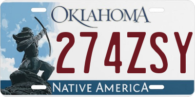 OK license plate 274ZSY