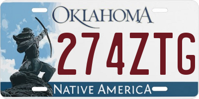 OK license plate 274ZTG