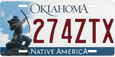 OK license plate 274ZTX