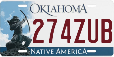 OK license plate 274ZUB